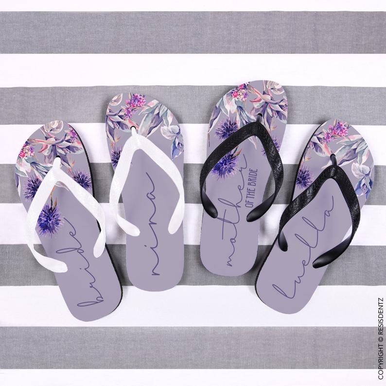 Bride and bridesmaid sales flip flops