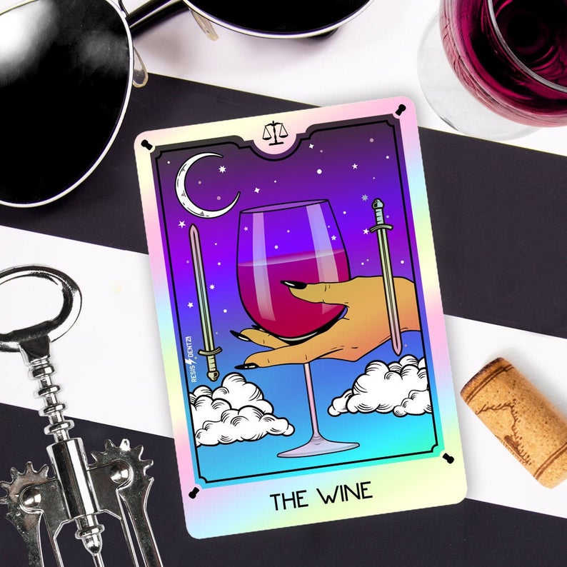 Wine Tarot Card Holigraphic Sticker, The Iced Coffee Tarot Card Sticker for  outdoor indoor use – Resisdentz