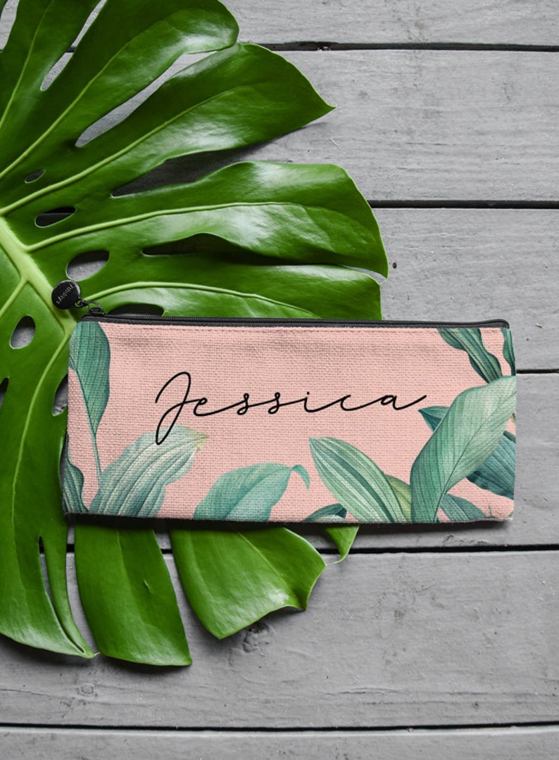 Palm leaf makeup online bag